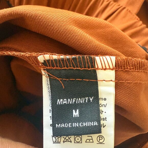 Manfinity Muted Orange Wide Leg Skirt Pants Mens Flowy Drape Avant Garde Look M - Picture 5 of 10